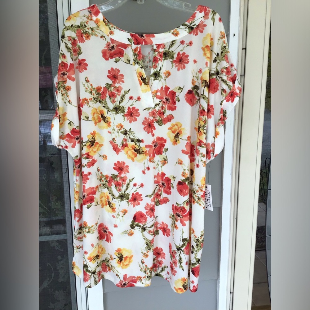 Women plus top size 2XL floral dressy blouse spring New lady church casual